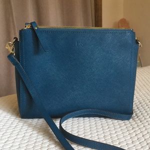 Lo & Sons crossbody Pearl handbag in teal leather